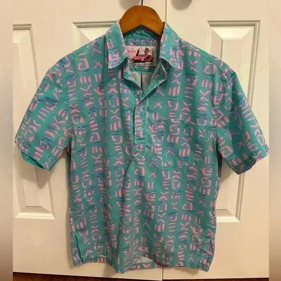 Chubbies The Nutter Pullover Shirt Men Small Surfer Hawaiian Blue Quarter Button - Picture 1 of 10